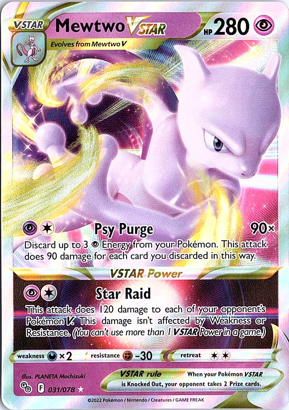Mewtwo VSTAR Ultra Rare Pokemon GO 031/078 NM