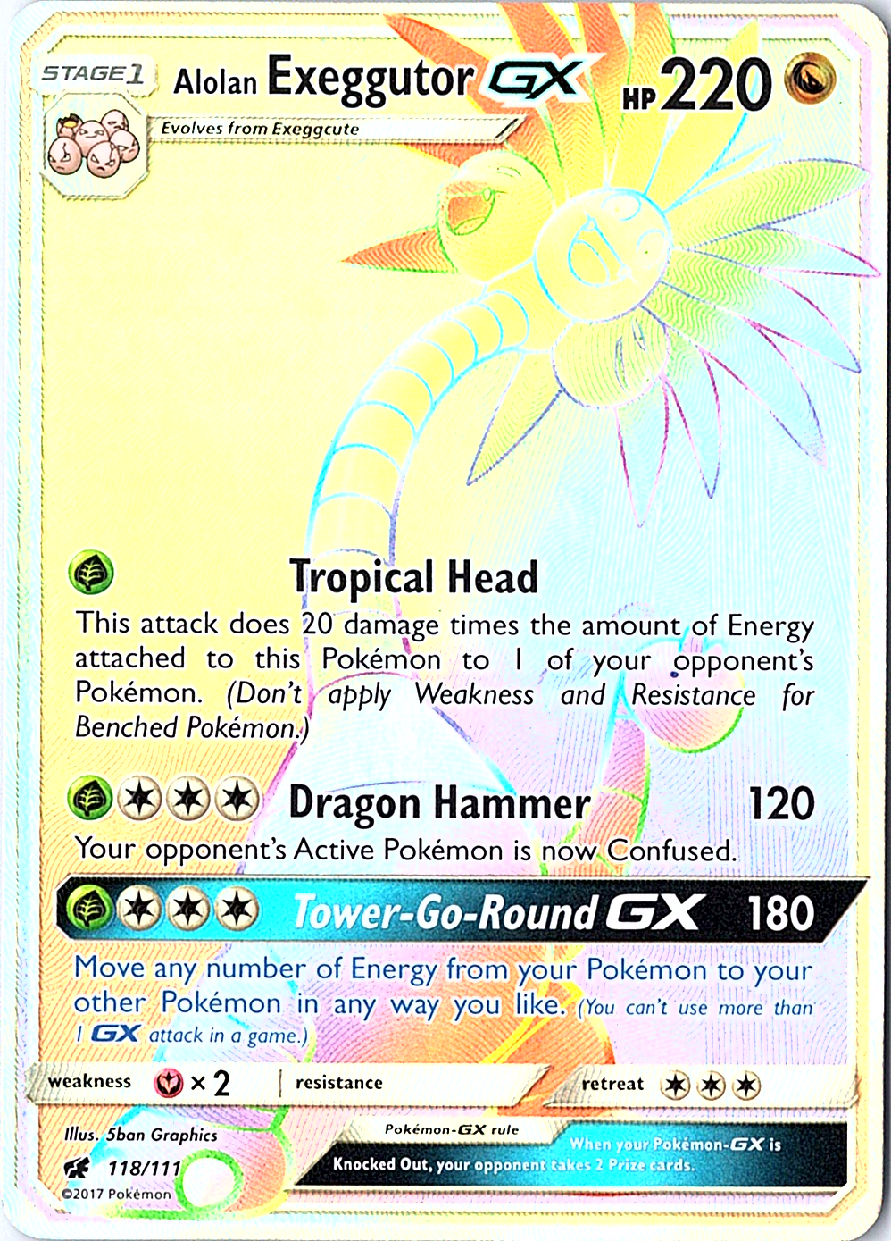 Alolan Exeggutor GX (Secret) Secret Rare SM - Crimson Invasion 118/111 NM