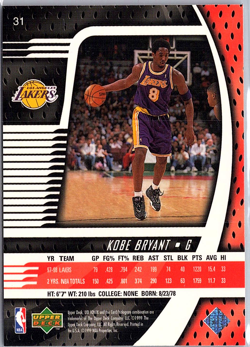 1998-99 Upper Deck Ionix #31 Kobe Bryant