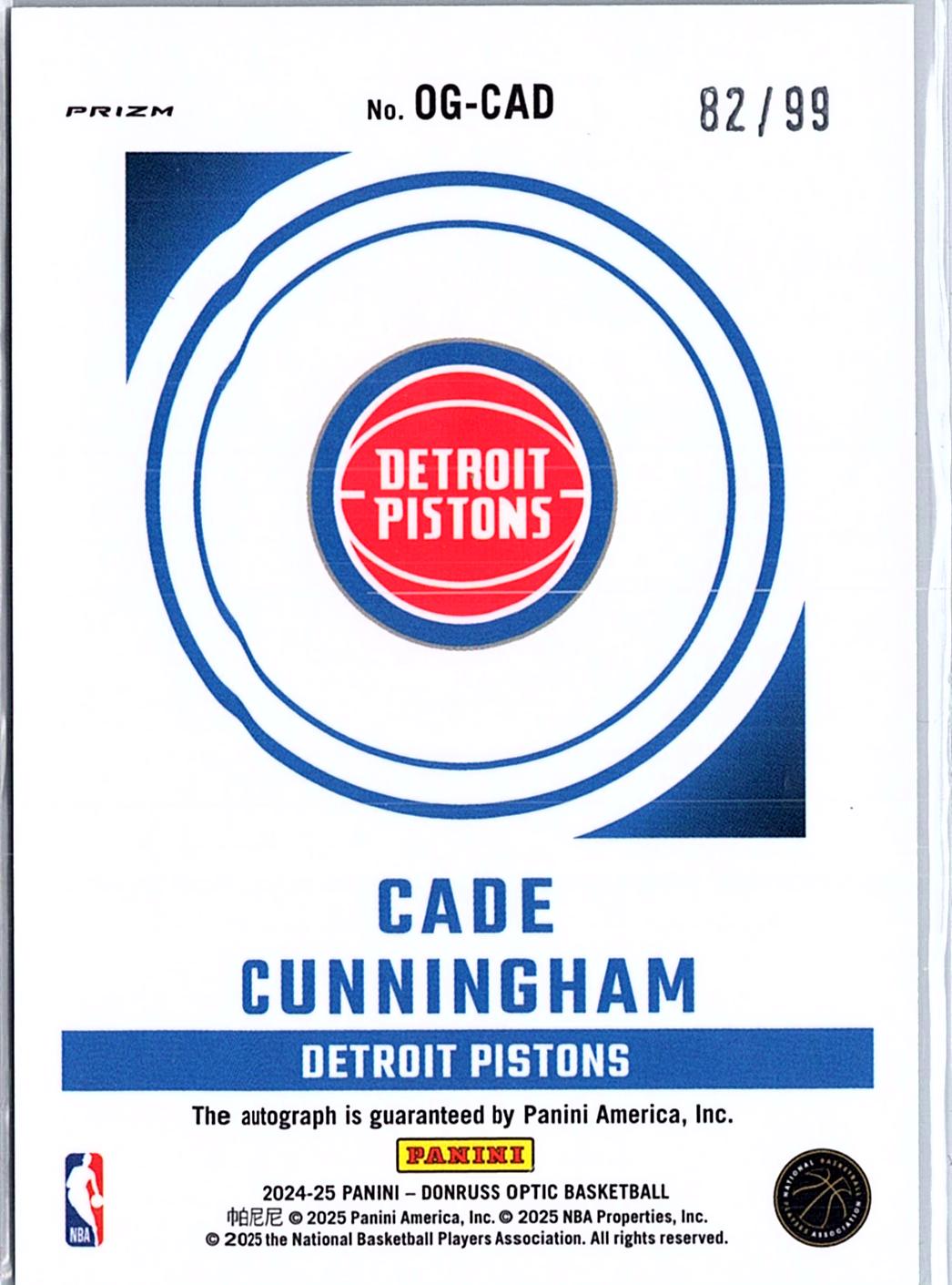 2024-25 Donruss Optic #OG-CAD Cade Cunningham Opti-Graphs Holo #/99