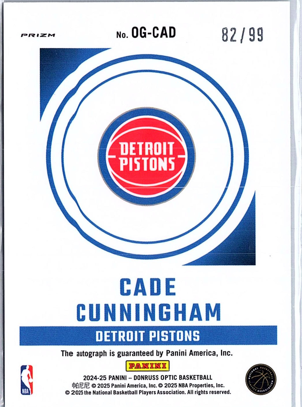 2024-25 Donruss Optic #OG-CAD Cade Cunningham Opti-Graphs Holo #/99