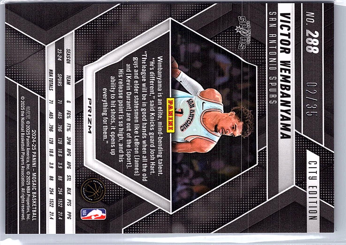 2024-25 Panini Mosaic #288 Victor Wembanyama International Blue Mosaic #/35