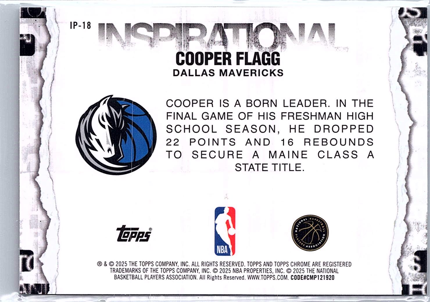 2025-26 Topps Chrome #IP-18 Cooper Flagg Inspirational