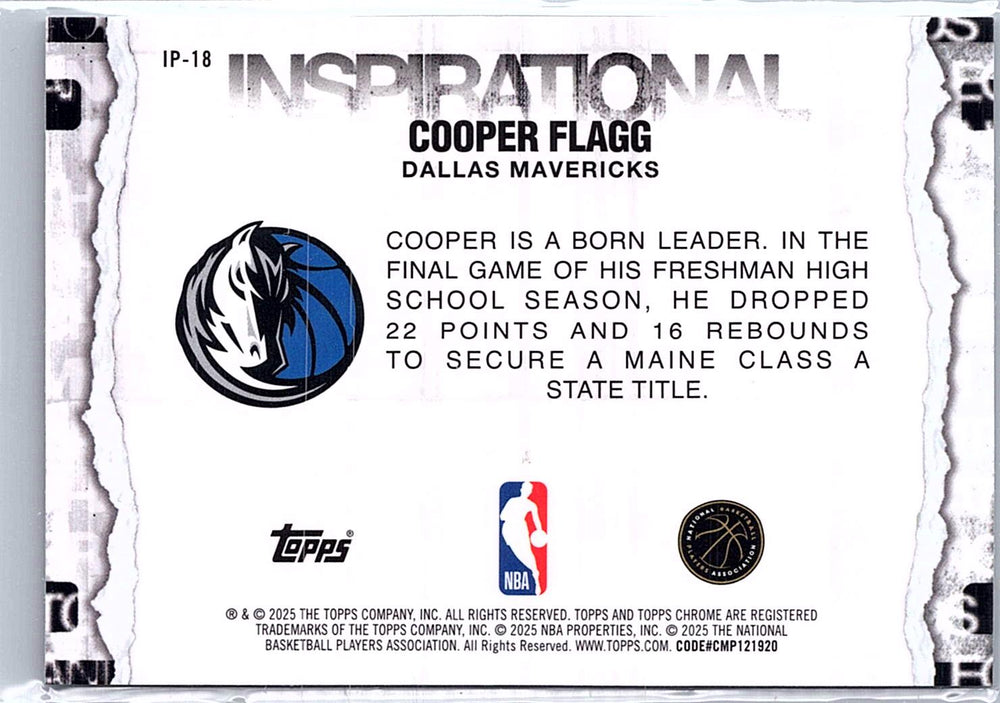 2025-26 Topps Chrome #IP-18 Cooper Flagg Inspirational