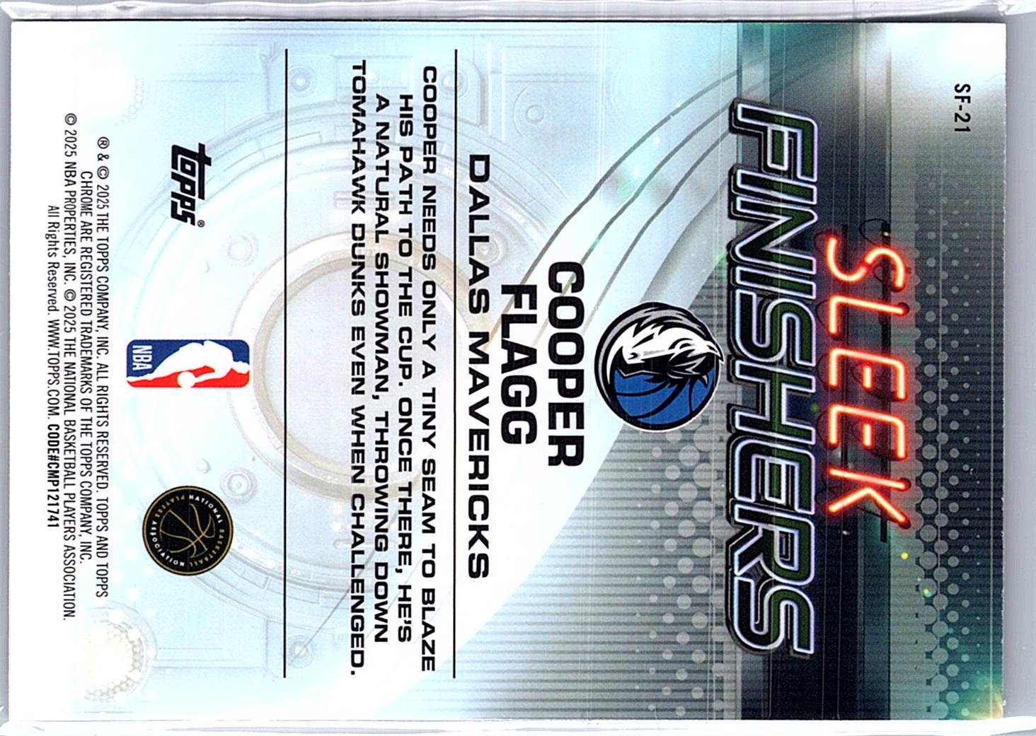 2025-26 Topps Chrome #SF-21 Cooper Flagg Sleek Finishers