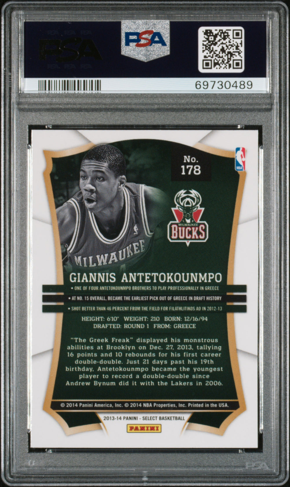 2013 Panini Select #178 G.Antetokounmpo PSA 10