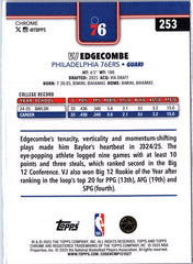 2025-26 Topps Chrome #253 VJ Edgecombe Basketball Refractor