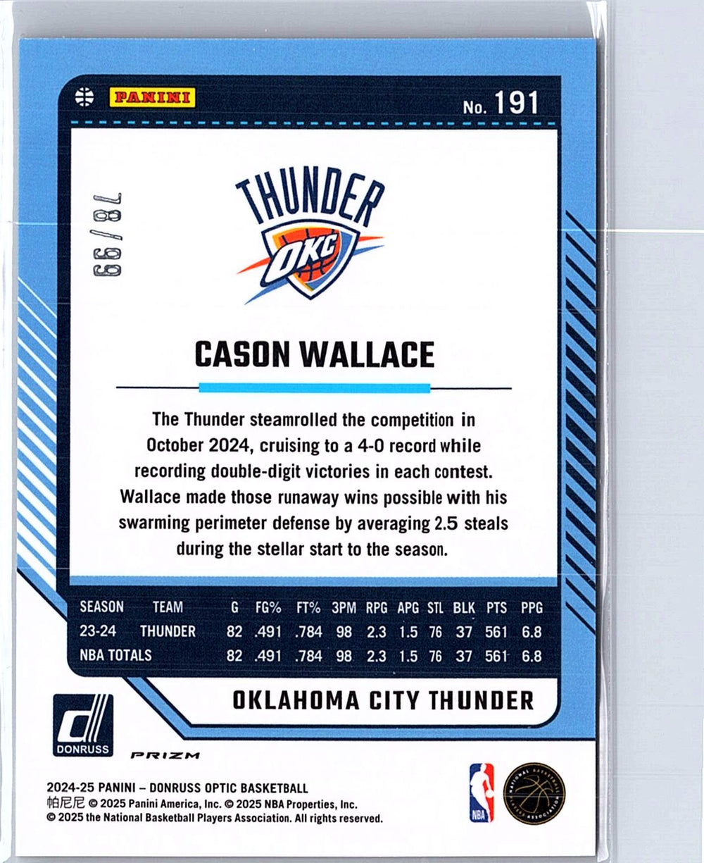 2024-25 Donruss Optic #191 Cason Wallace Copper Glitter #/99