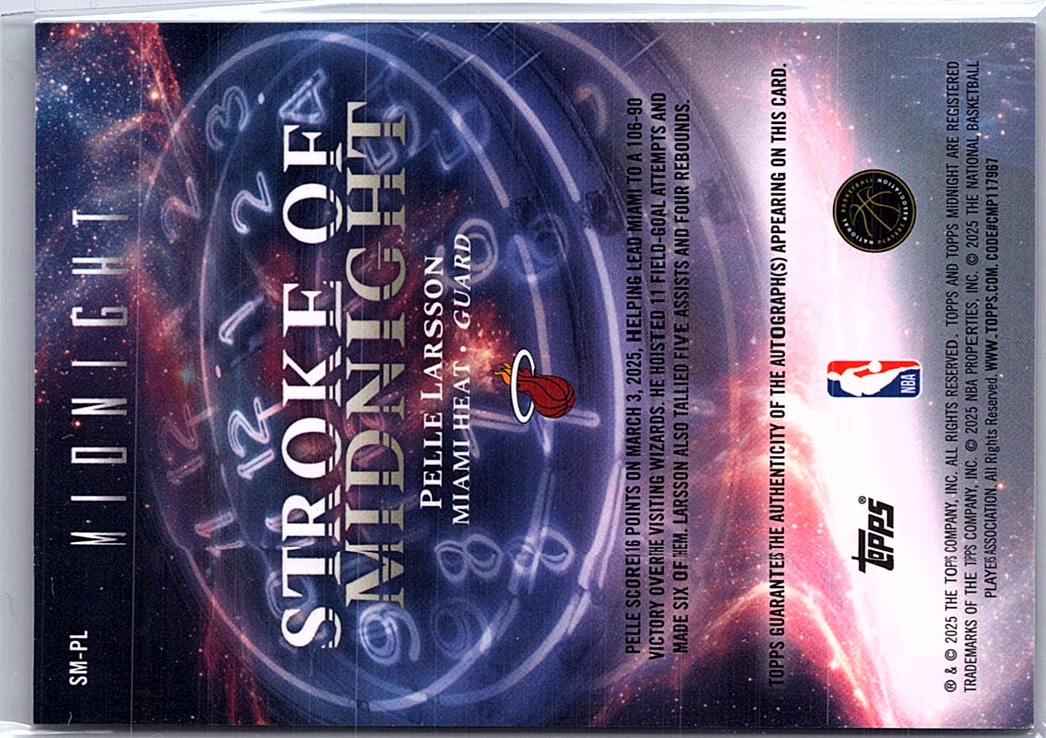 2025-26 Topps Midnight #SM-PL Pelle Larsson Stroke of Midnight Autographs