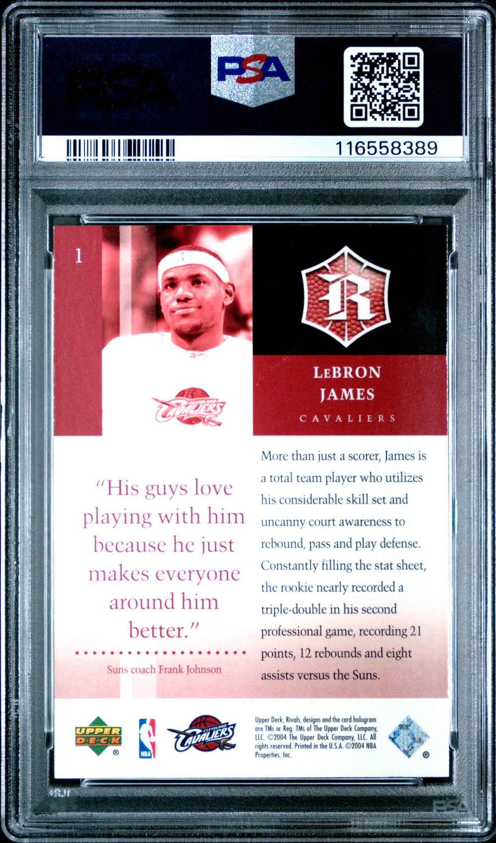2004 Upper Deck Rivals #1 Lebron James PSA 9