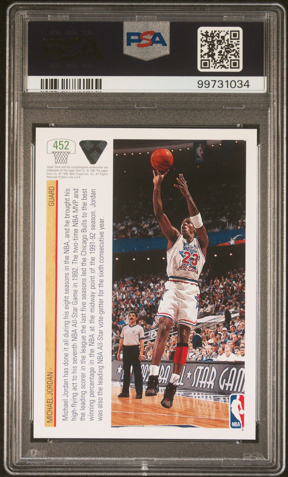 1991 Upper Deck #452 Michael Jordan PSA 10
