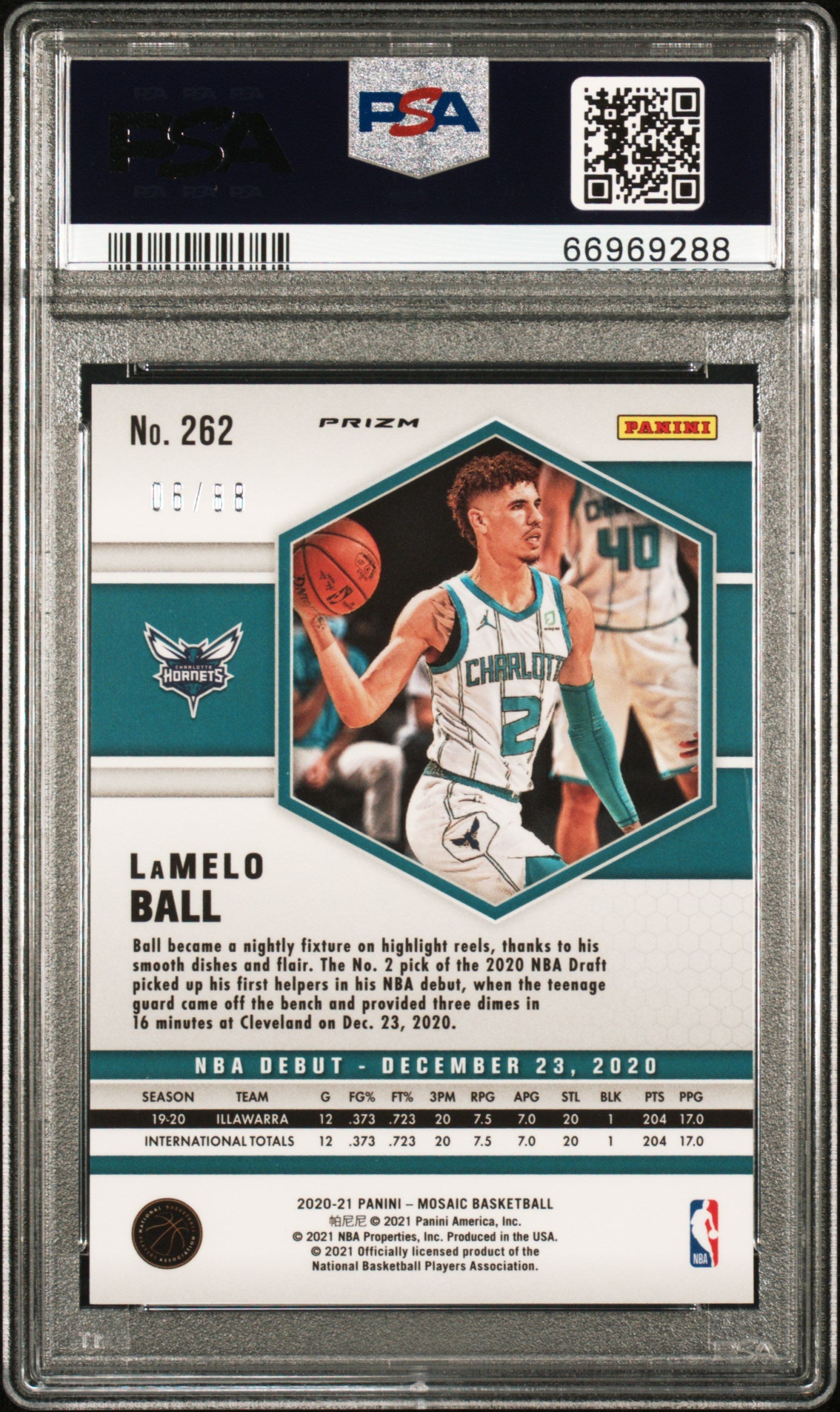 2020 Panini Mosaic #262 Lamelo Ball Fusion Red/Yellow Choice /88 PSA 10