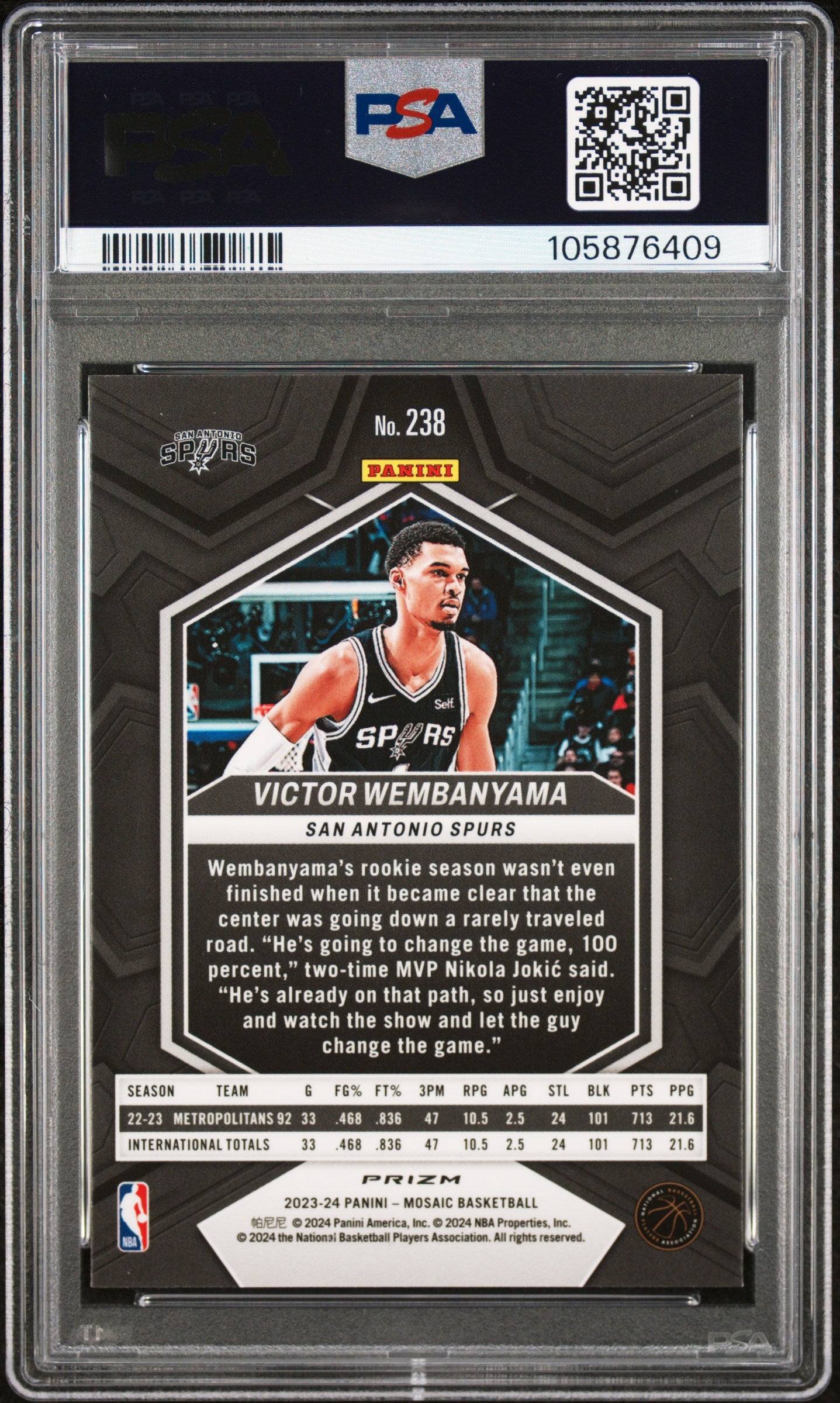 2023 Panini Mosaic #238 Victor Wembanyama Silver PSA 9