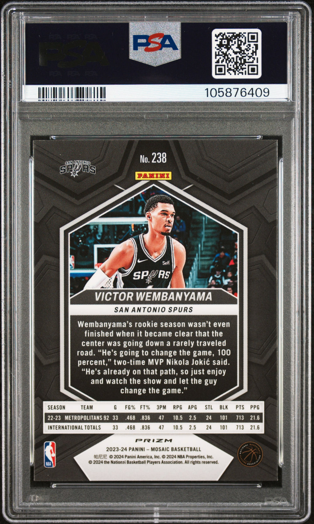 2023 Panini Mosaic #238 Victor Wembanyama Silver PSA 9