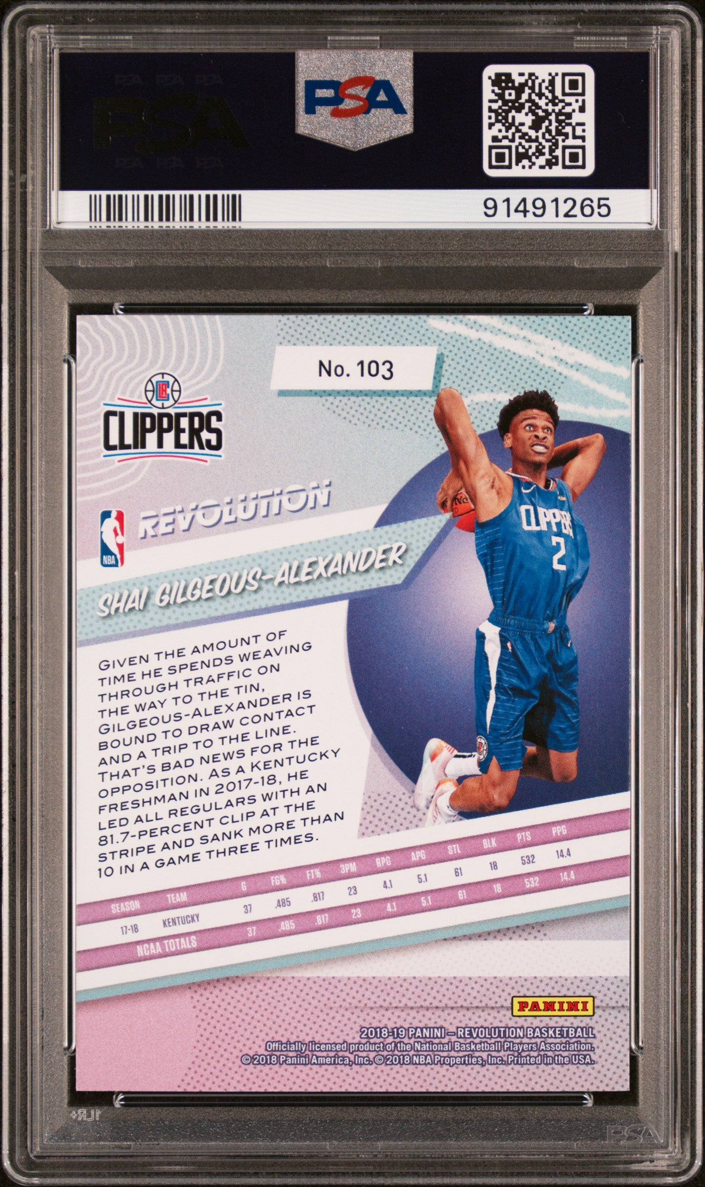 2018 Panini Revolution #103 S.Gilgeous-Alexander PSA 10