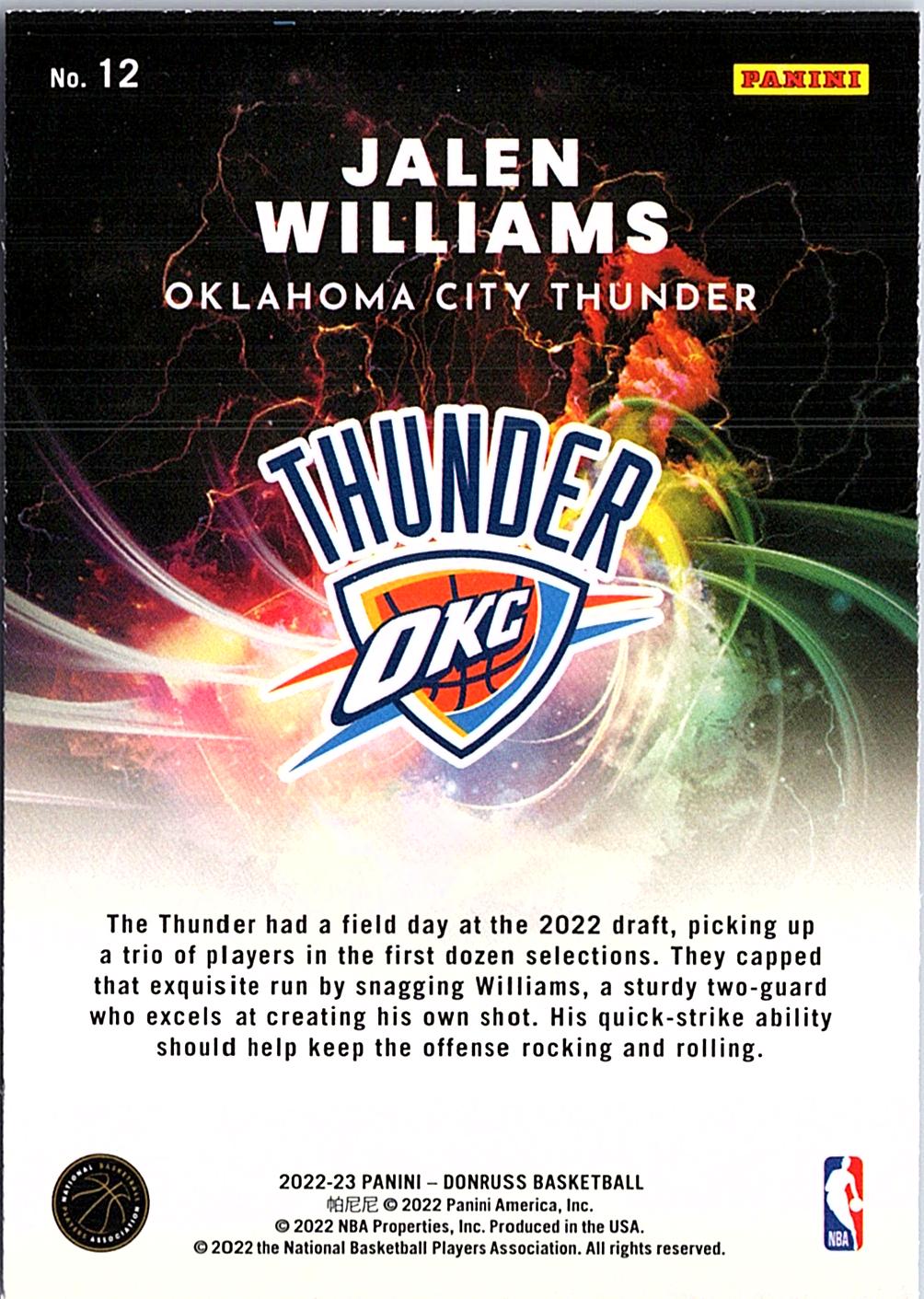 2022-23 Donruss #12 Jalen Williams Night Moves