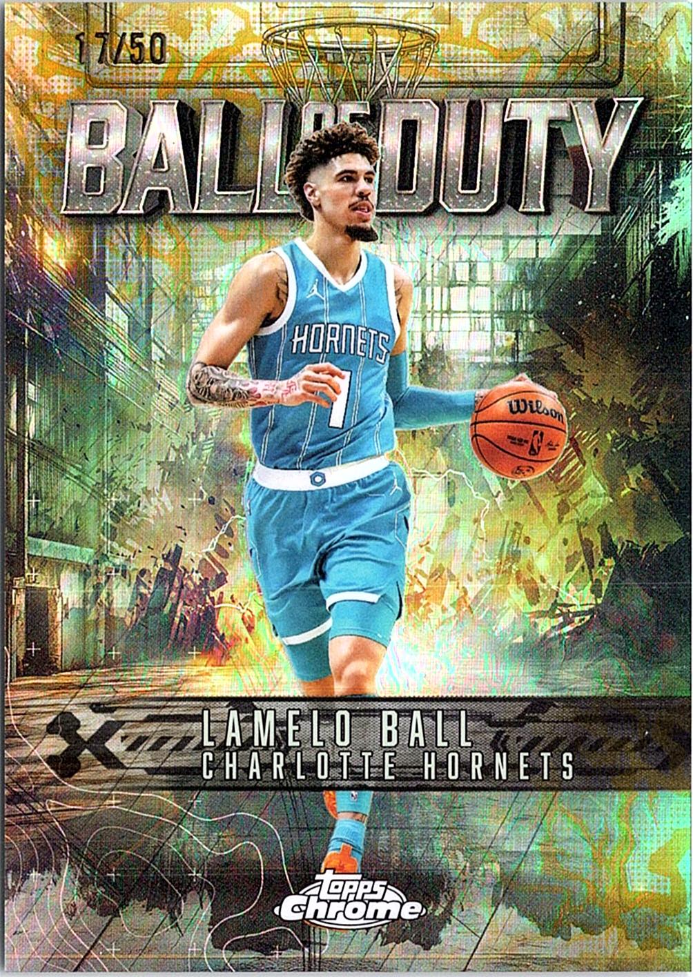 2025-26 Topps Chrome #BD-13 LaMelo Ball Ball of Duty Gold Refractor #/50