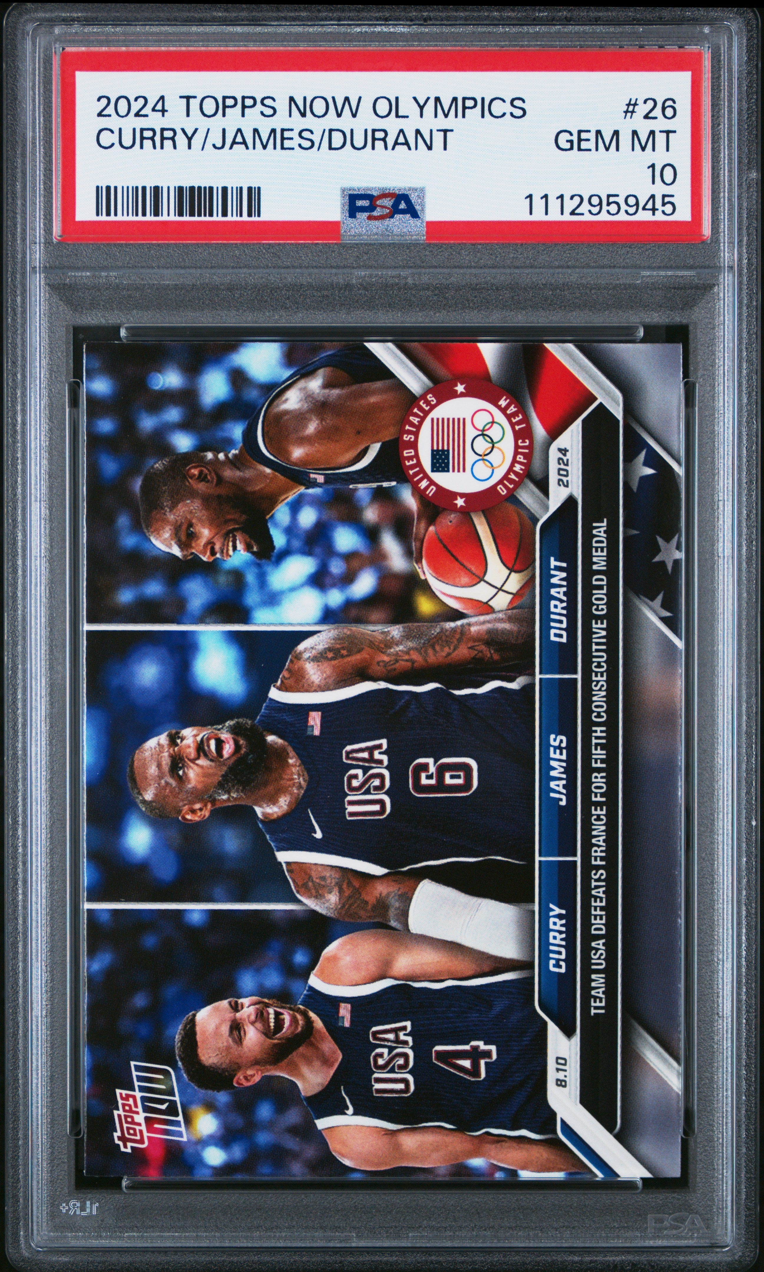 2024 Topps Now Olympic Games #26 Curry/James/Durant PSA 10