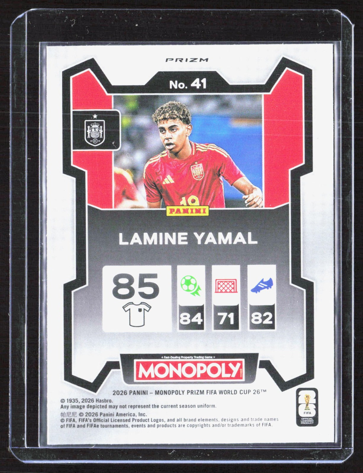 2026 Panini Prizm Monopoly FIFA World Cup - Red Prizms Lamine Yamal 41 Spain