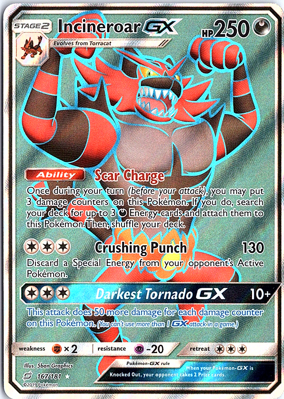 Incineroar GX (Full Art) Ultra Rare SM - Team Up 167/181 NM