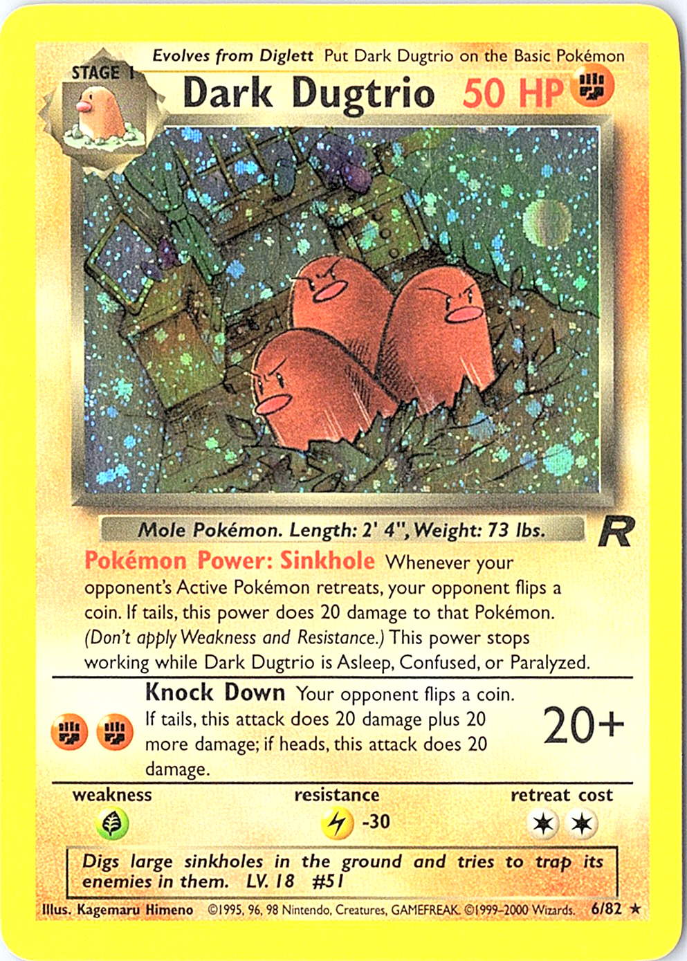 Dark Dugtrio (6) Holo Rare Team Rocket 06/82 NM