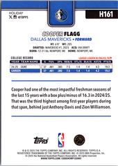 Cooper Flagg Topps Holiday H161 NM (Back)