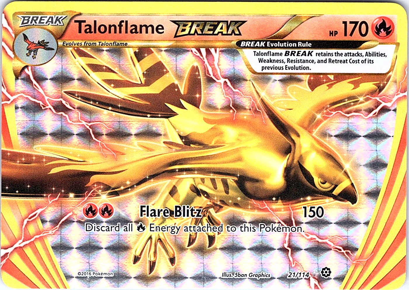 Talonflame BREAK Rare BREAK XY - Steam Siege 21/114 NM