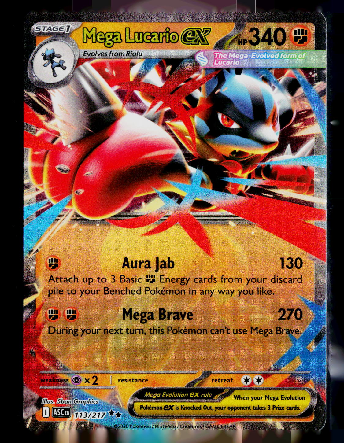 Mega Lucario ex ASC 113/217 Holo NM
