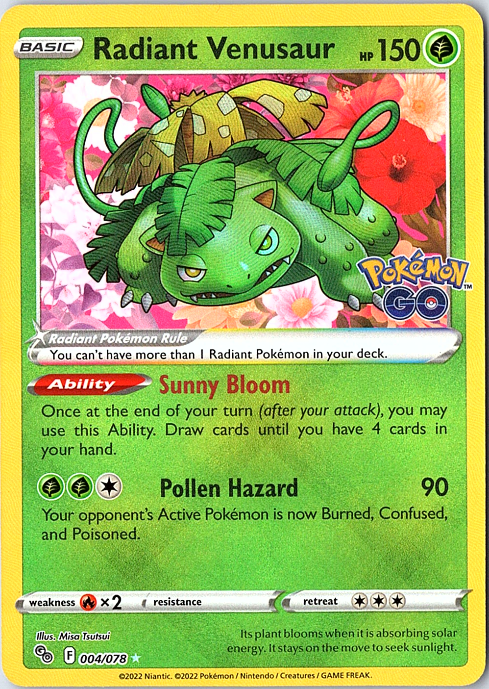 Radiant Venusaur Radiant Rare Pokemon GO 004/078 NM