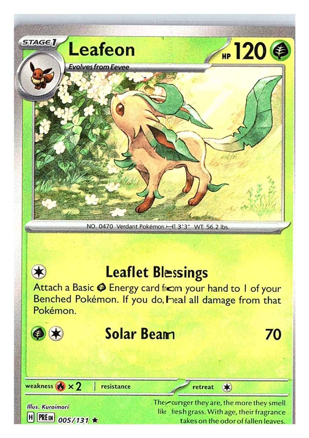 Leafeon Rare SV: Prismatic Evolutions 005/131 NM Masterball