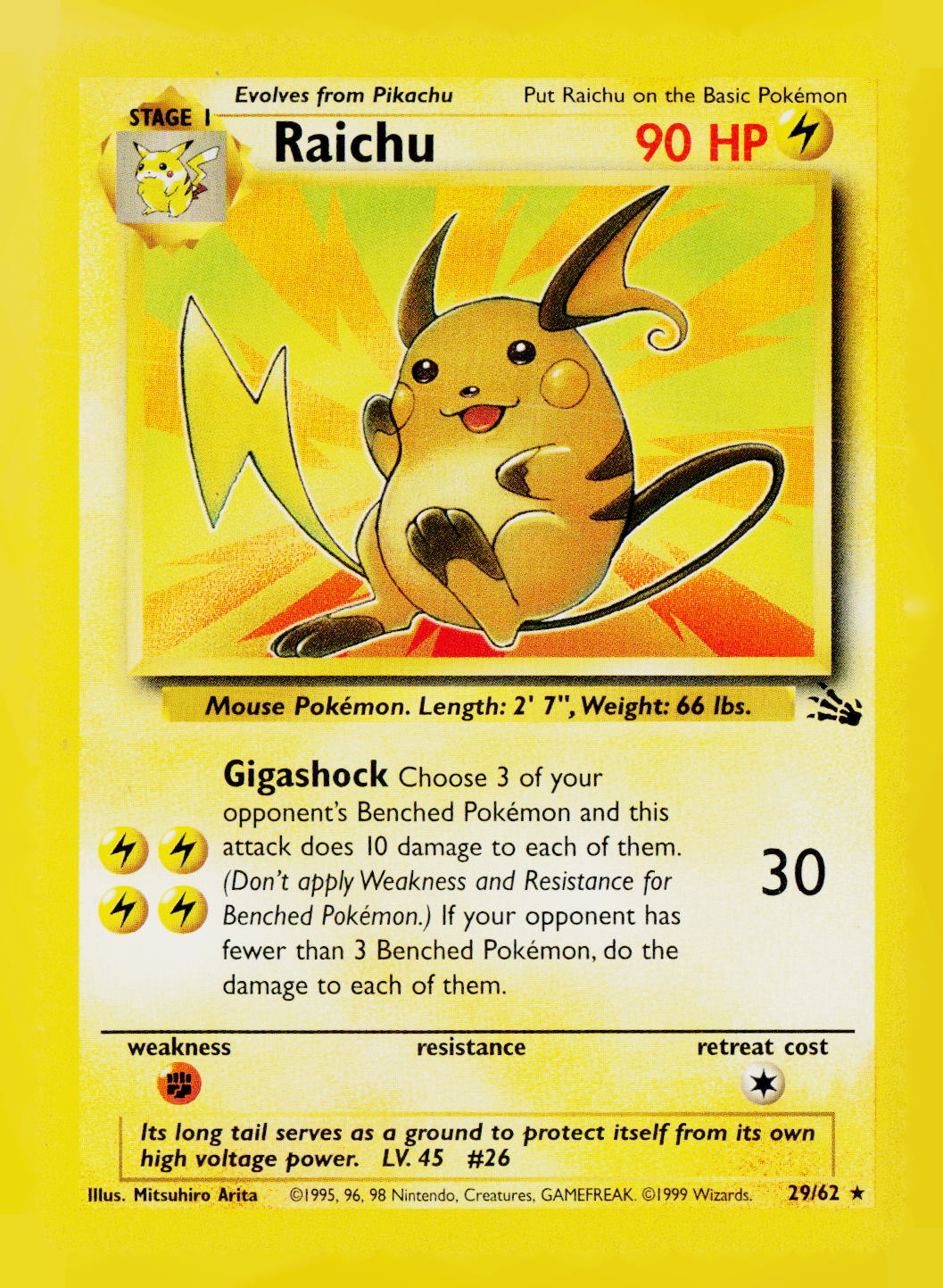 Raichu (29) Unlimited Fossil 29/62 MP