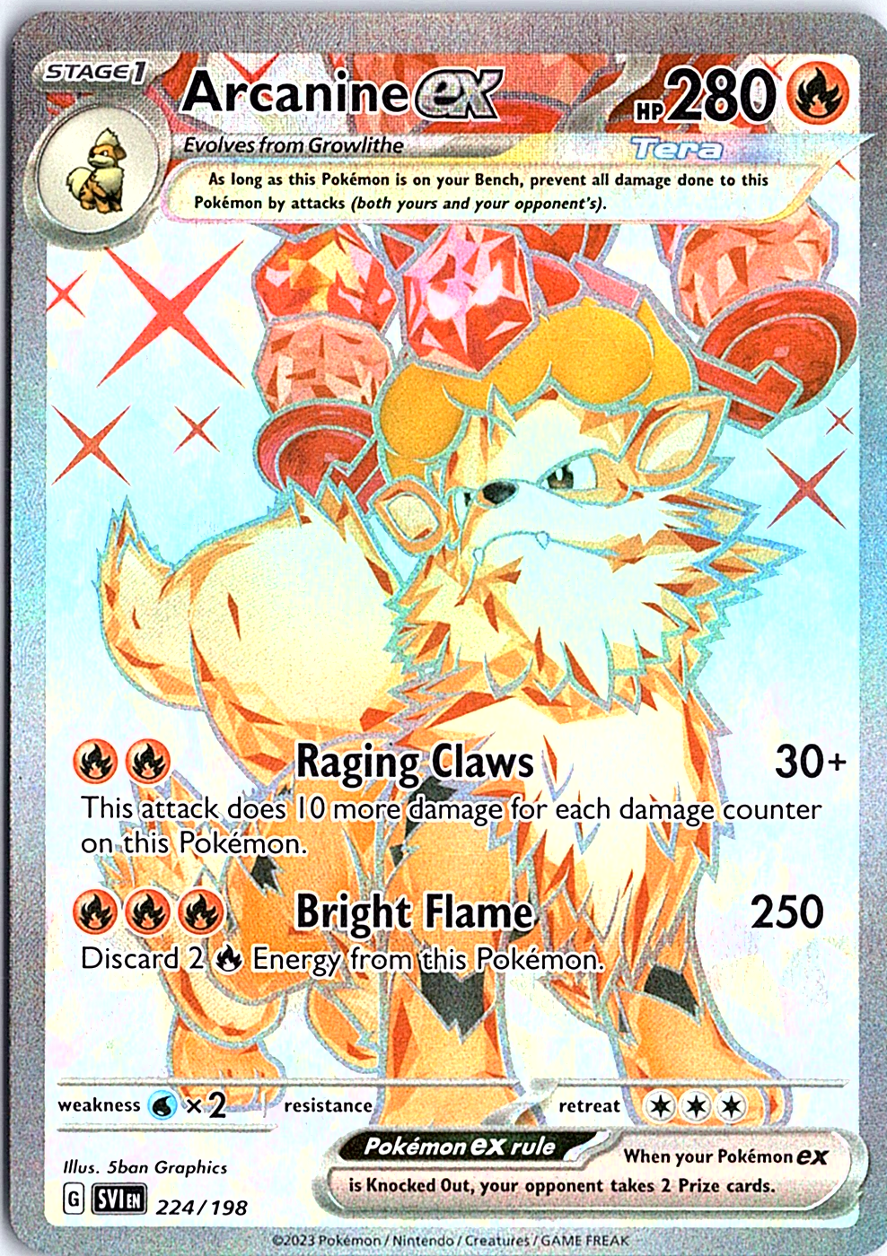 Arcanine ex Ultra Rare SV01: Scarlet & Violet Base Set 224/198 NM