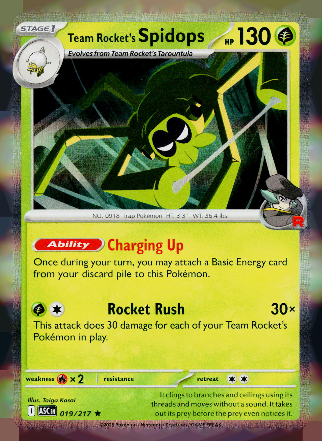 Team Rocket's Spidops ASC 019/217 Holo NM