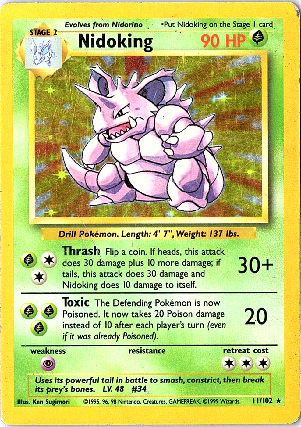 Nidoking Holo Rare Base Set 011/102 HP