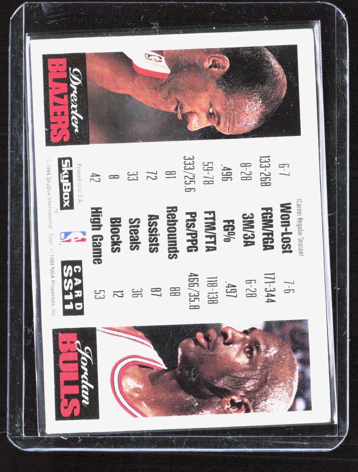 1993-94 SkyBox Premium - Showdown Series Clyde Drexler / Michael Jordan SS11