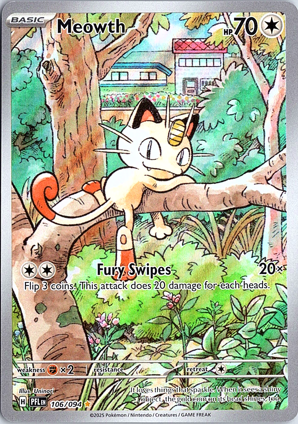 Meowth Illustration Rare ME02: Phantasmal Flames 106/094 NM