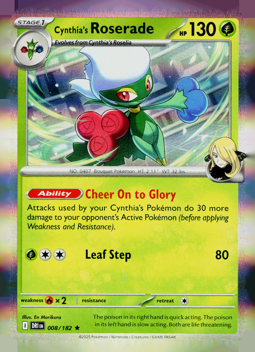 Cynthia's Roserade DRI 008/182 Holo NM