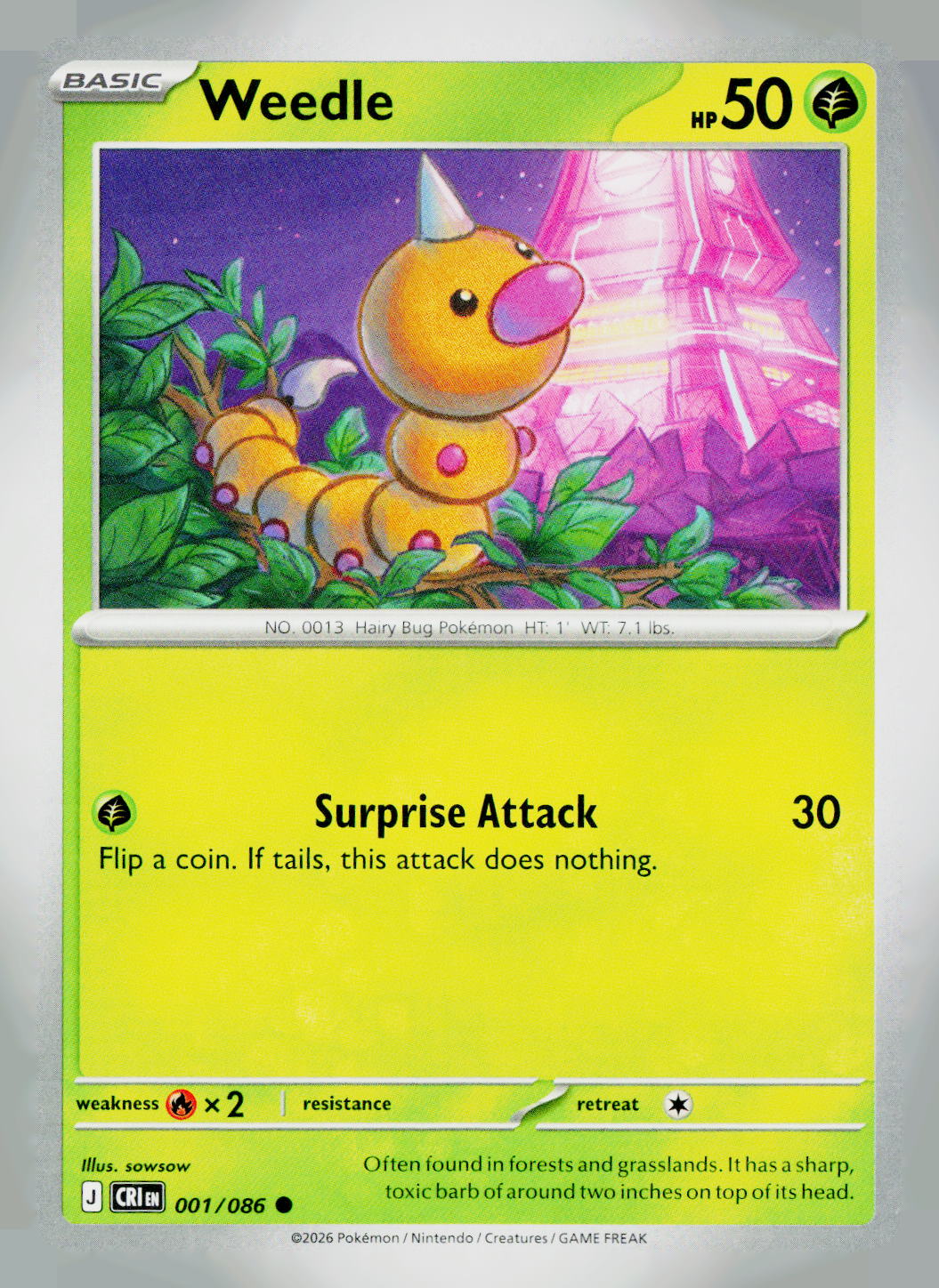 Weedle CRI 001/086 NM