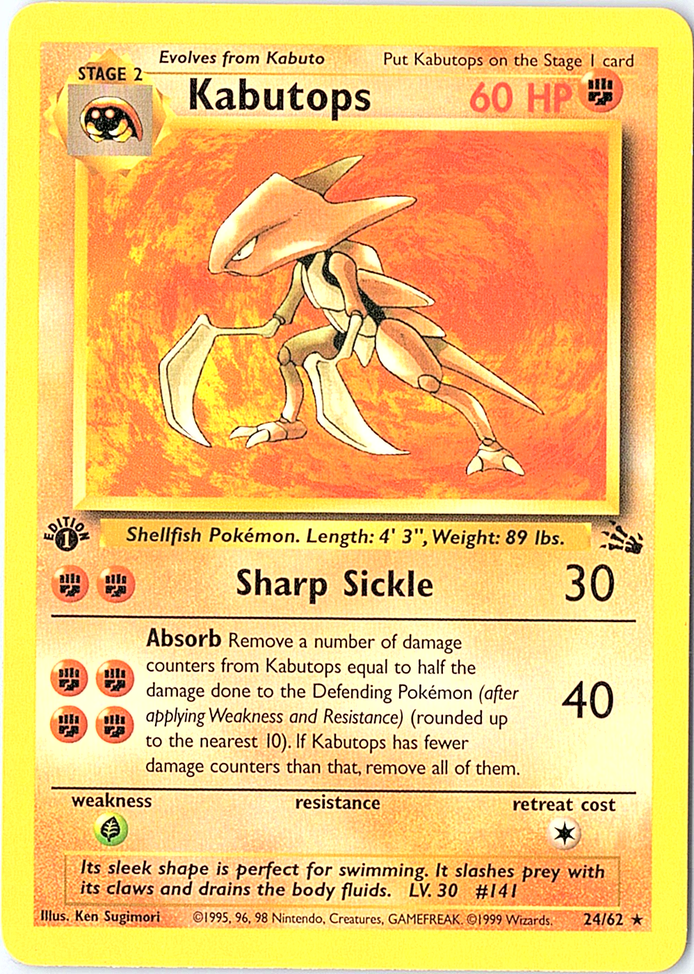 Kabutops (24) Rare Fossil 24/62 1st Edition NM