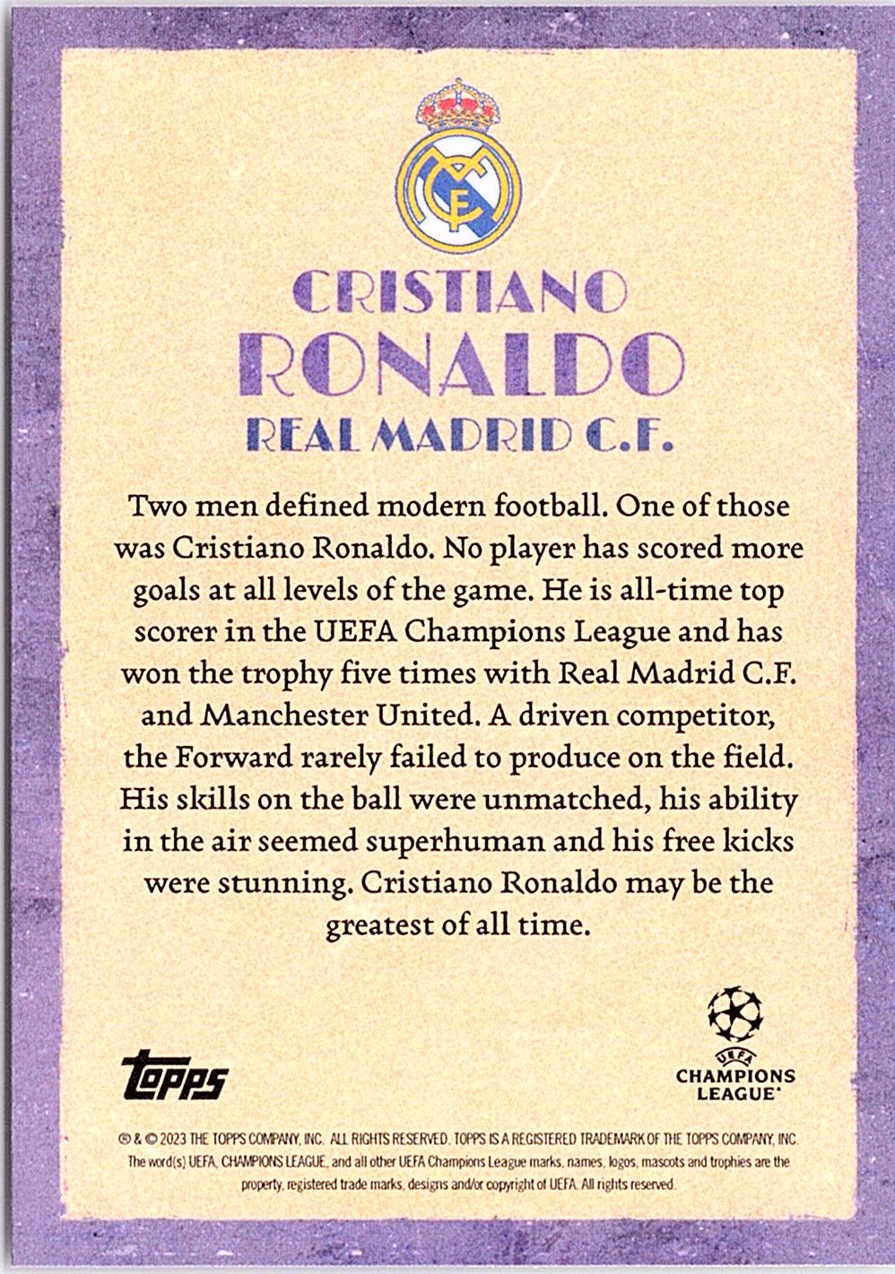2023-24 Topps Deco UEFA Club Competitions - Artistry #NNO Cristiano Ronaldo