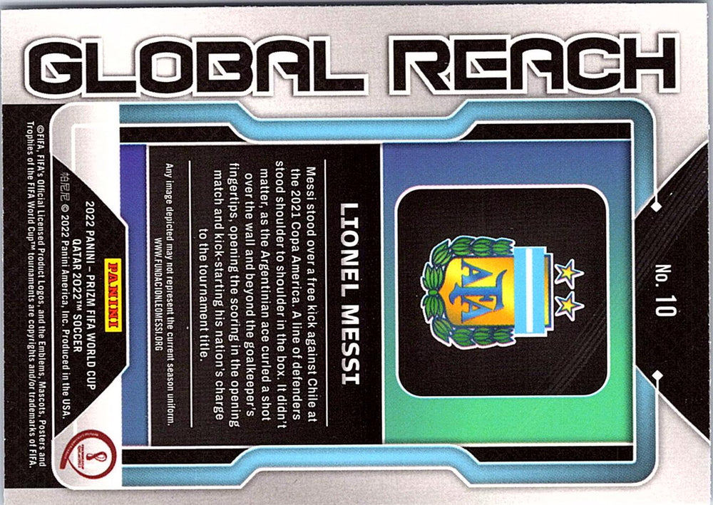 2022 Panini Prizm FIFA World Cup #10 Lionel Messi Global Reach