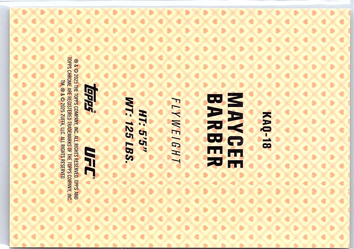 2025 Topps Chrome UFC #KAQ-18 Maycee Barber Kings and Queens