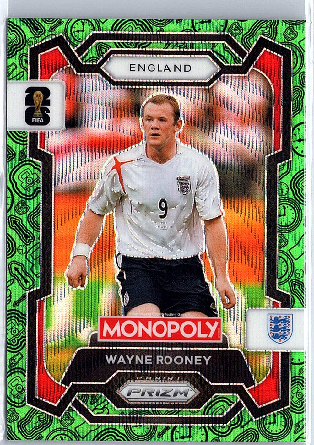 2026 Panini Prizm Monopoly FIFA World Cup #27 Wayne Rooney Green Wave Prizms
