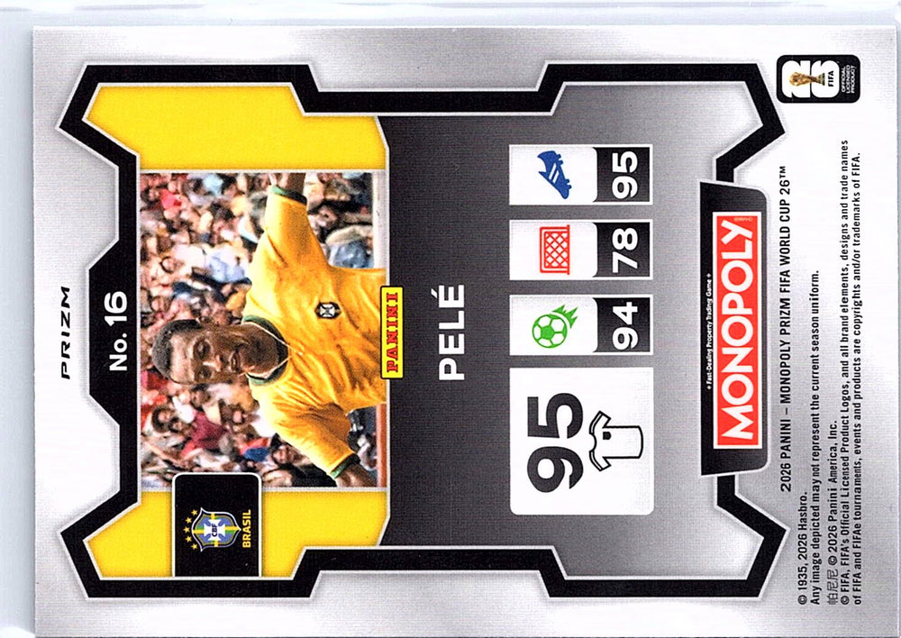 2026 Panini Prizm Monopoly FIFA World Cup #16 Pele Blue Wave Prizms