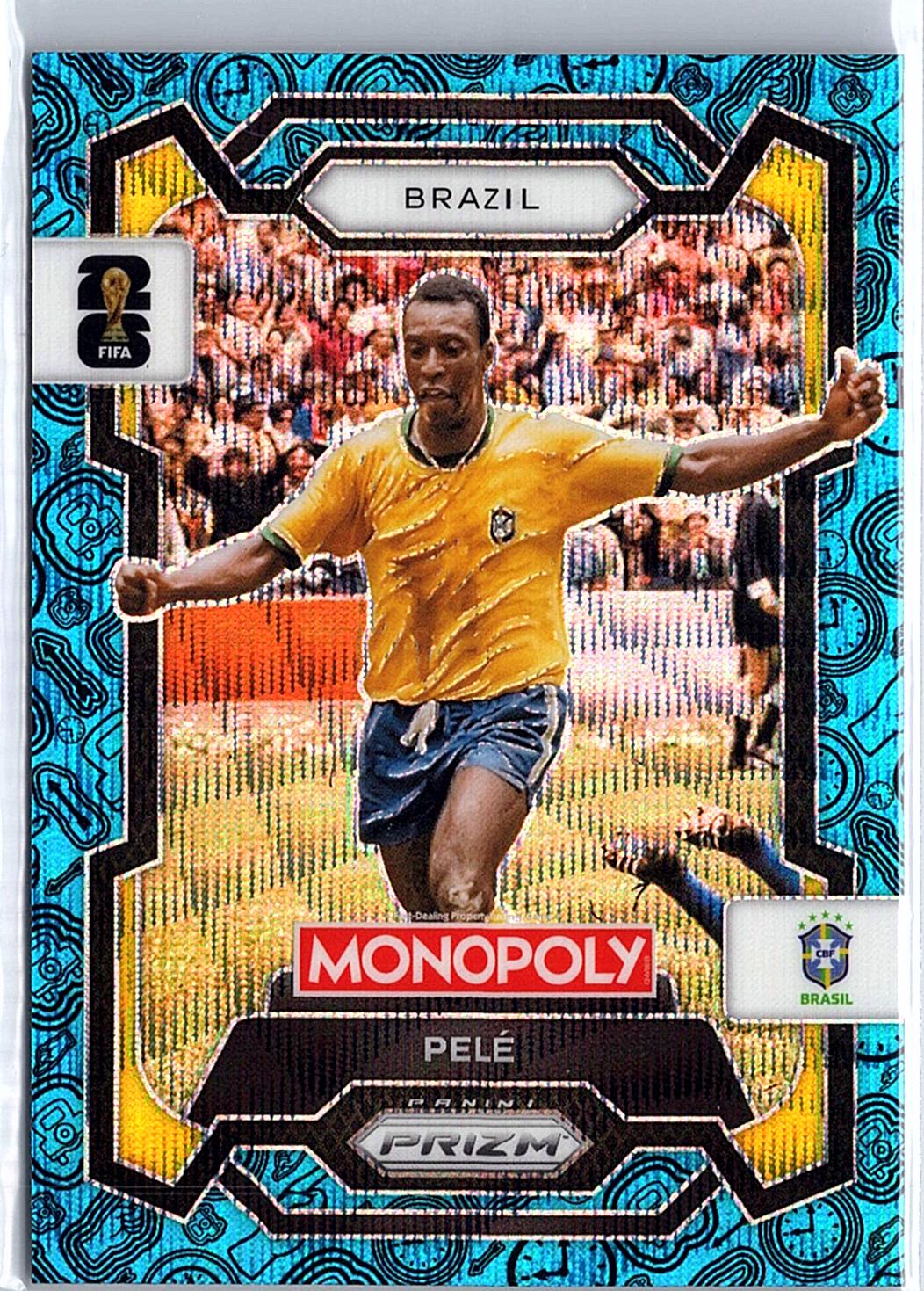 2026 Panini Prizm Monopoly FIFA World Cup #16 Pele Blue Wave Prizms