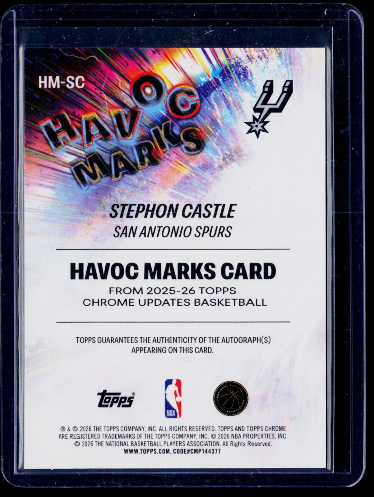 Stephon Castle Topps Chrome Update - Havoc Marks HM-SC NM