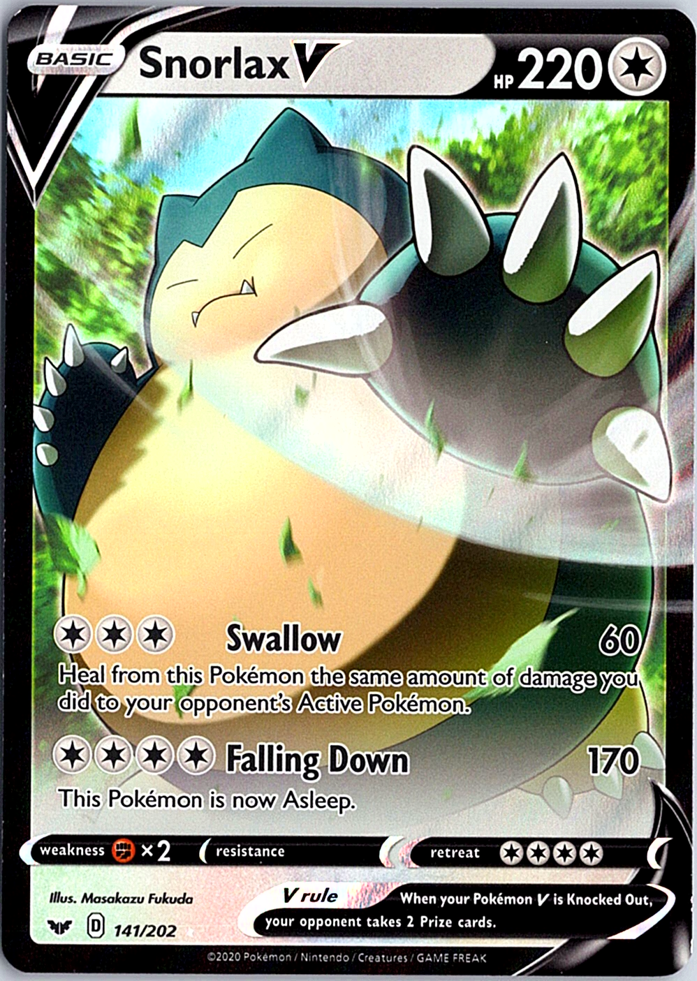Snorlax V Ultra Rare SWSH01: Sword & Shield Base Set 141/202 NM