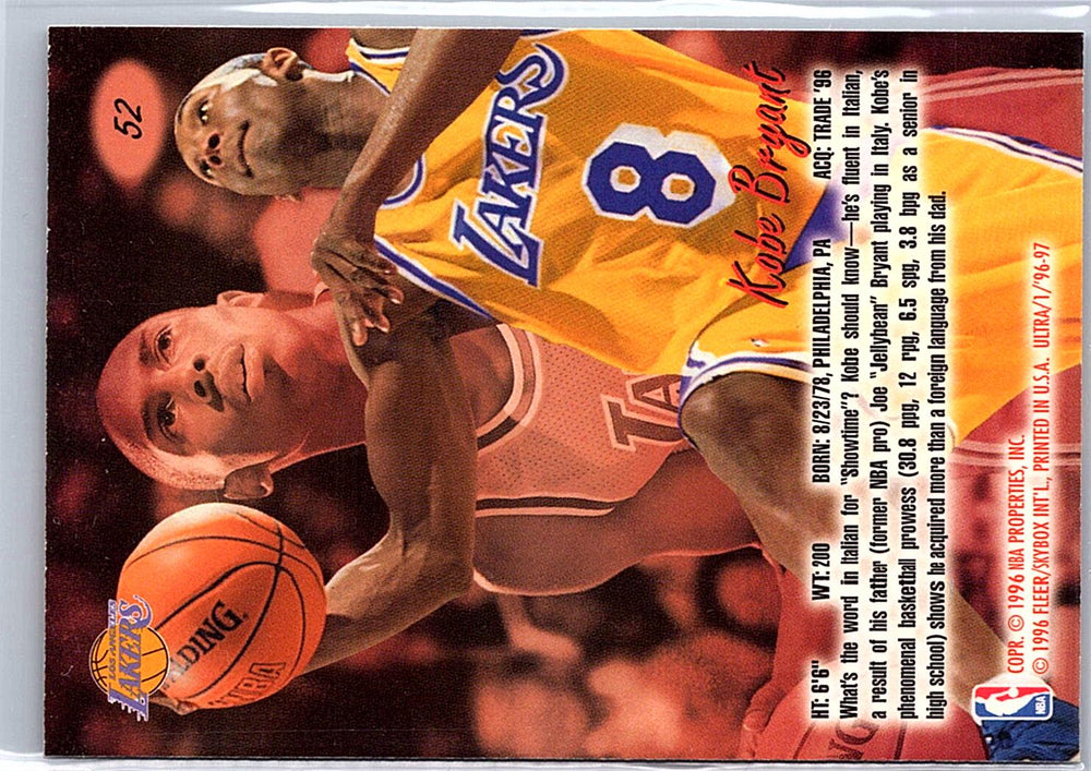 1996-97 Ultra #52 Kobe Bryant Rookie