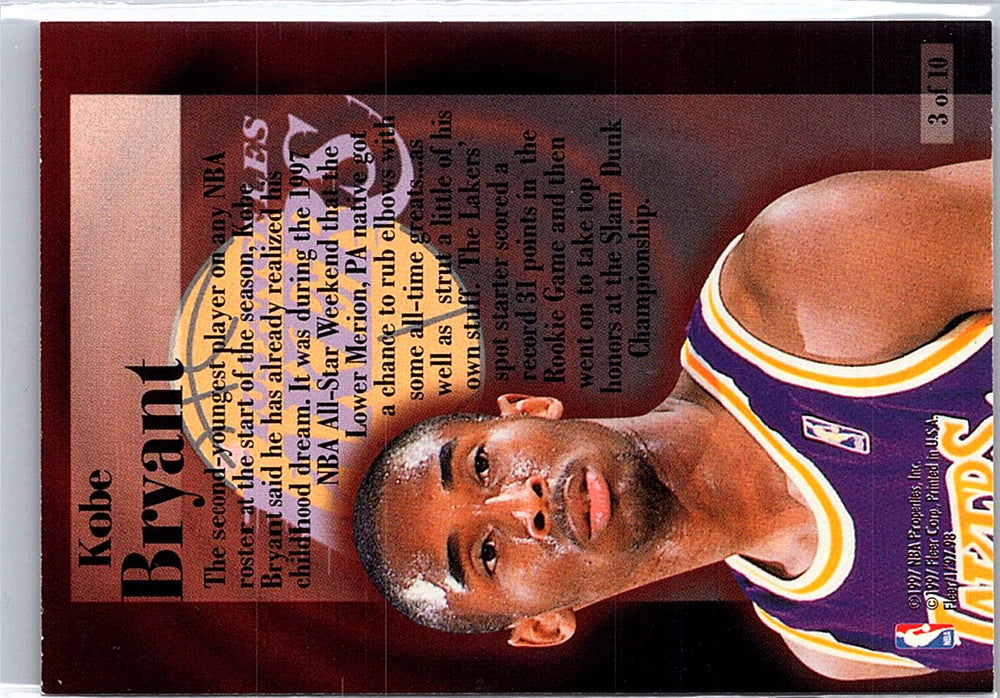 1997-98 Fleer #3 Kobe Bryant Rookie Rewind