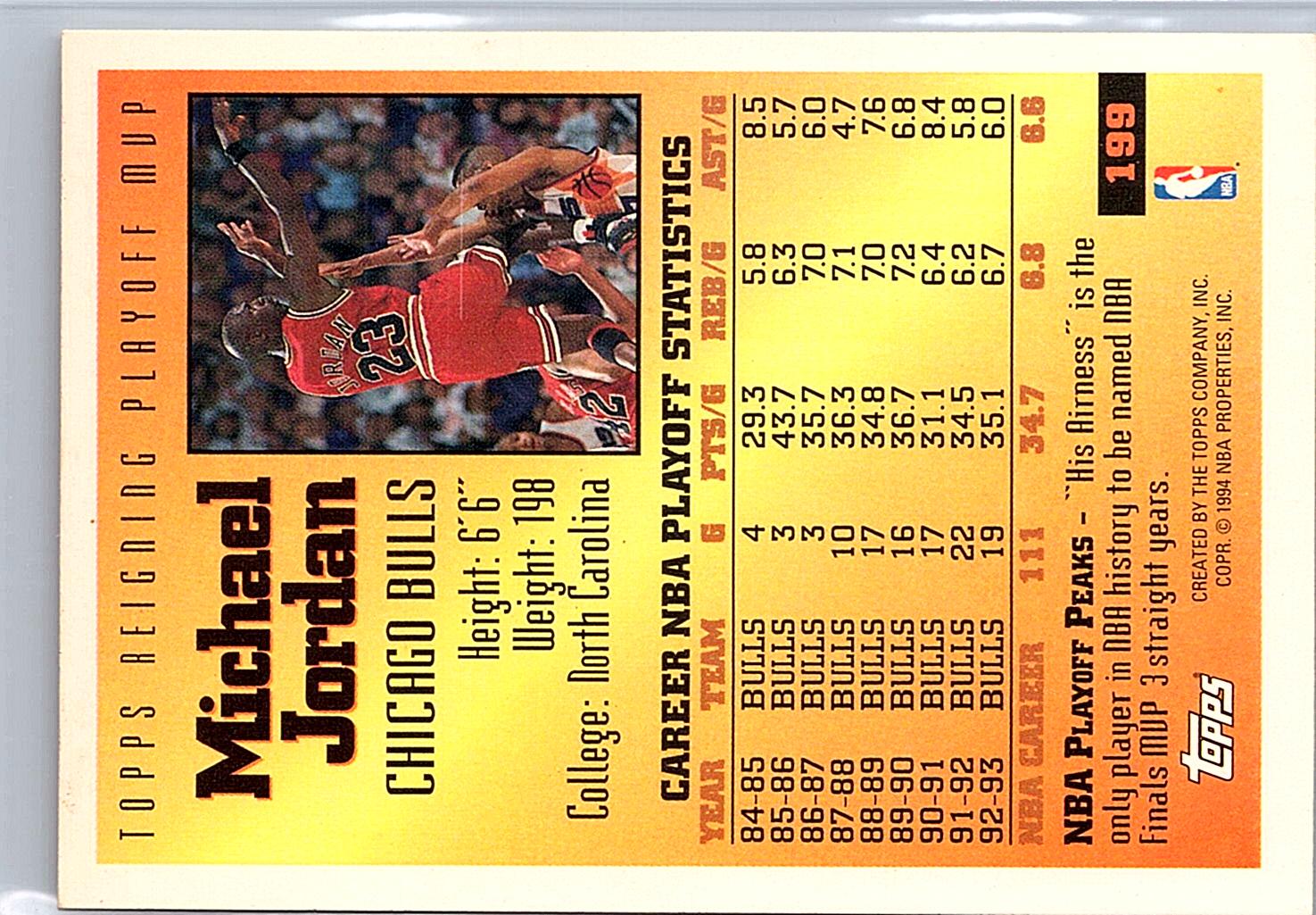 1993-94 Topps #199 Michael Jordan Gold